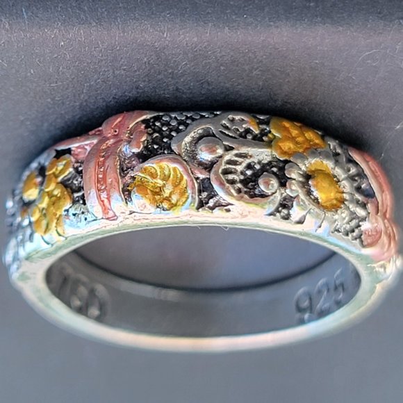 Carved Ring Sunflower Dragonfly Retro Colors Boho Size 7 Size 9 New - Picture 3 of 13